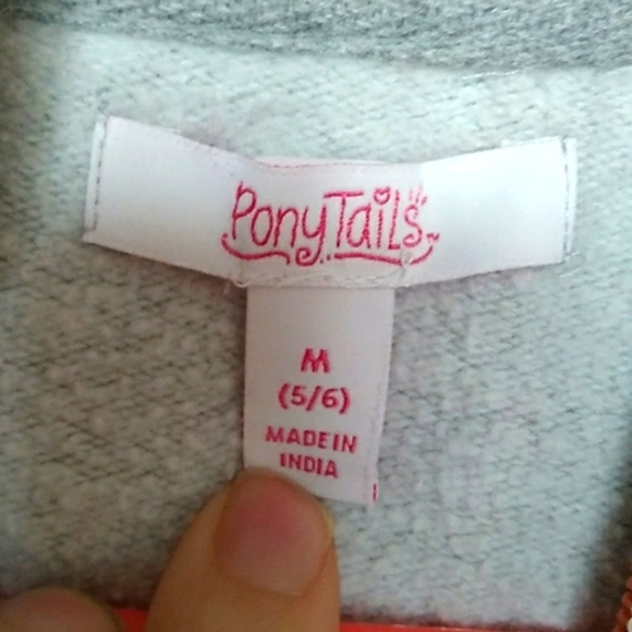 Pony Tails | Girls | Sparkly Stars Hooded Sweater| M(5/6) - Picture 9 of 11